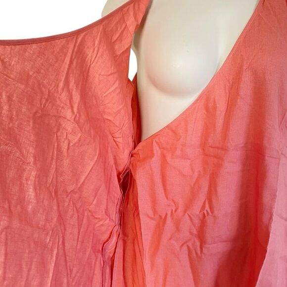 Andie Cacela Sunset Pink Linen Rayon Wrap Sleeveless Mini Dress Sz L NWT - Picture 5 of 12